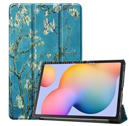 GIGAPACK Samsung Tab S6 Lite 10.4 LTE / Tab S6 Lite 10.4 WIFI GIGAPACK Tok álló, bőr hatású aktív FLIP, virág, VILÁGOSKÉK GP-96608 small