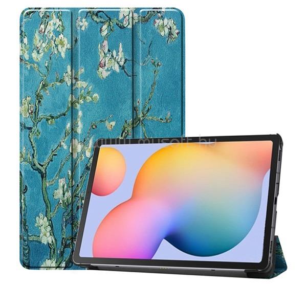 GIGAPACK Samsung Tab S6 Lite 10.4 LTE / Tab S6 Lite 10.4 WIFI GIGAPACK Tok álló, bőr hatású aktív FLIP, virág, VILÁGOSKÉK