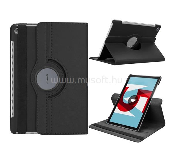 GIGAPACK Huawei MediaPad M5 10.8 WIFI / MediaPad M5 10.8 LTE GIGAPACK Tok álló, bőr hatású FLIP, 360°, FEKETE