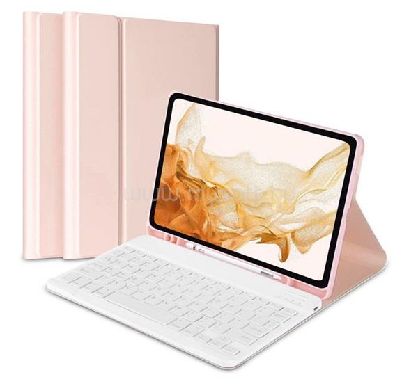 GIGAPACK Samsung Tab A8 10.5 LTE (2021) / Tab A8 10.5 WIFI (2021) GIGAPACK Tok álló, bőr hatású FLIP, angol nyelvű, RÓZSASZÍN