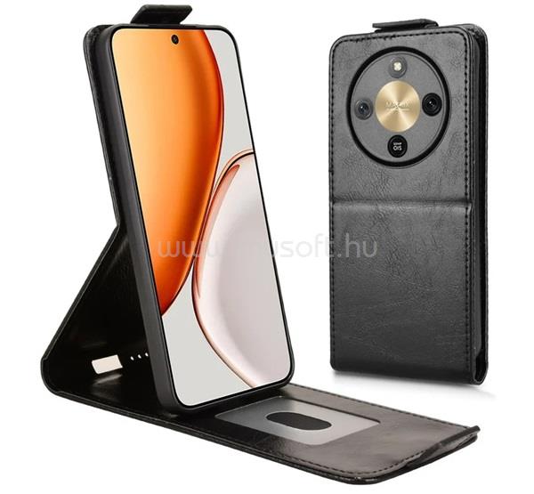 GIGAPACK Honor Magic 8 Lite GIGAPACK Tok álló, bőr hatású FLIP, prémium, FEKETE