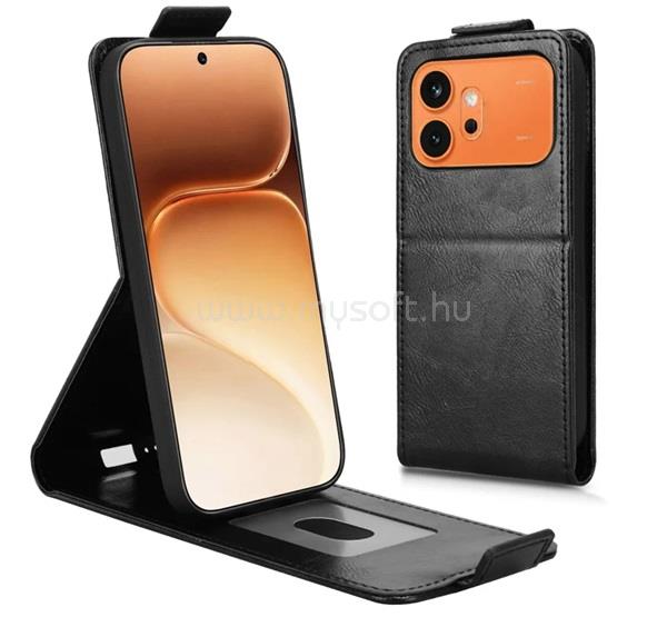 GIGAPACK Honor 600 / 600 Pro GIGAPACK Tok álló, bőr hatású FLIP, prémium, FEKETE