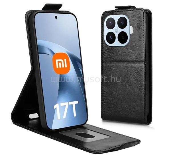 GIGAPACK Xiaomi 17T GIGAPACK Tok álló, bőr hatású FLIP, prémium, FEKETE