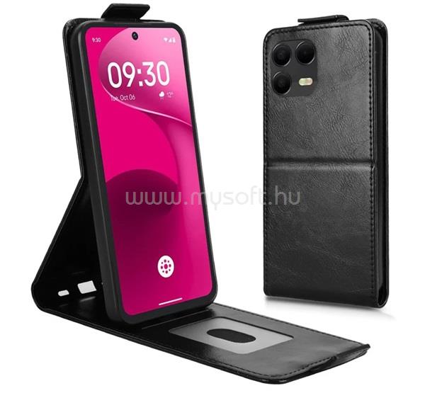GIGAPACK T Phone 3 Pro 5G GIGAPACK Tok álló, bőr hatású FLIP, kártyatartó, FEKETE