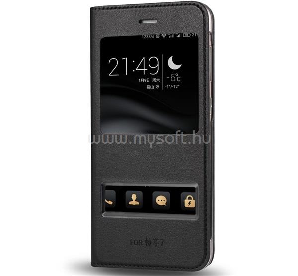 GIGAPACK Huawei P9 Lite Mini GIGAPACK tok álló, bőr hatású FLIP, ablakos, FEKETE