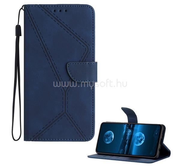 GIGAPACK T Phone 3 5G GIGAPACK Tok álló, bőr hatású FLIP, varrás minta + kézpánt, SÖTÉTKÉK