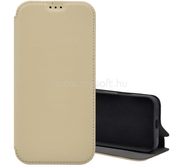 GIGAPACK Honor 600 Lite GIGAPACK Tok álló, bőr hatású FLIP, mikrofiber plüss belső, BÉZS
