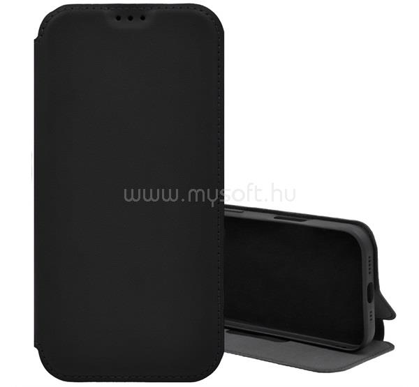 GIGAPACK Samsung S26 GIGAPACK Tok álló, bőr hatású FLIP, mikrofiber plüss belső, FEKETE