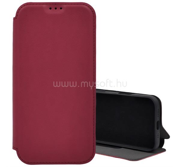 GIGAPACK iPhone 17 GIGAPACK Tok álló, bőr hatású FLIP, mikrofiber plüss belső, PIROS