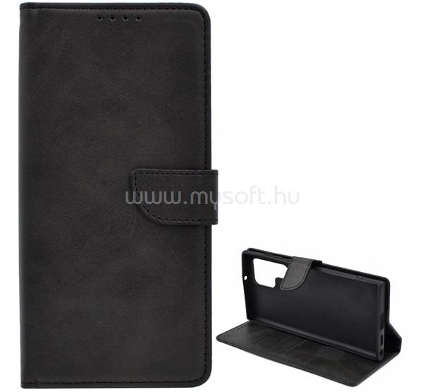 GIGAPACK Samsung S22 Ultra GIGAPACK Tok álló, bőr hatású FLIP, prémium, FEKETE