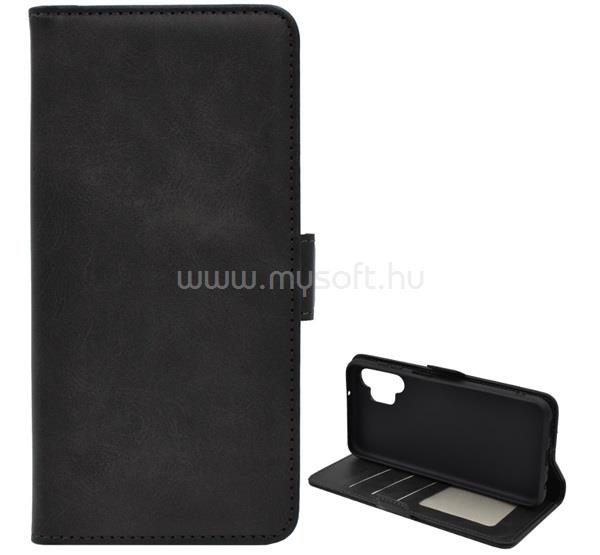 GIGAPACK Samsung A13 4G GIGAPACK tok álló, bőr hatású FLIP, prémium, FEKETE