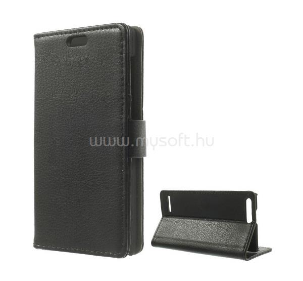 GIGAPACK Huawei Ascend G6 LTE 4G GIGAPACK tok álló, bőr hatású FLIP, prémium, FEKETE