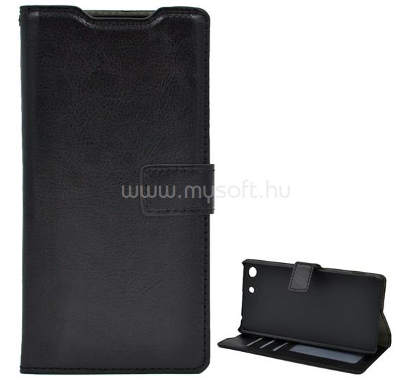 GIGAPACK Sony Xperia M5 GIGAPACK tok álló, bőr hatású FLIP, prémium, FEKETE
