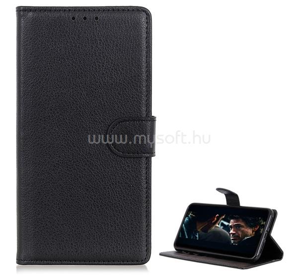 GIGAPACK Samsung Note 10 GIGAPACK tok álló, bőr hatású FLIP, prémium, FEKETE