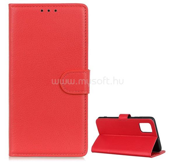 GIGAPACK Xiaomi Mi 10T Pro 5G / Mi 10T 5G GIGAPACK Tok álló, bőr hatású FLIP, prémium, PIROS