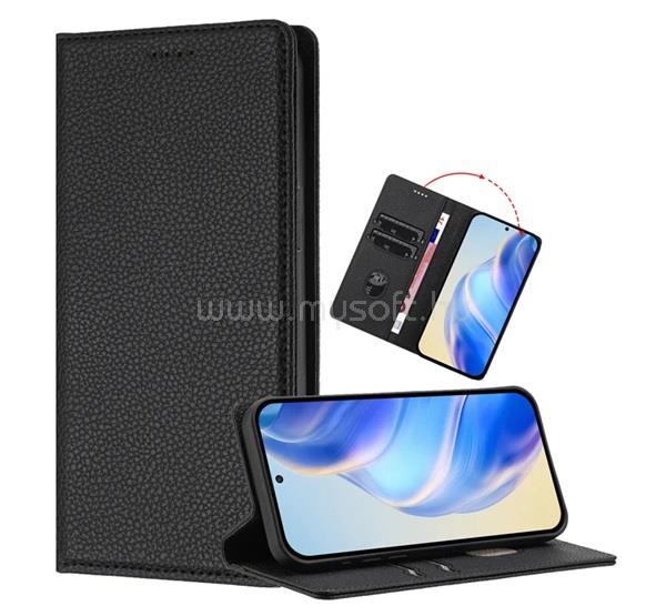 GIGAPACK Honor 600 / 600 Pro GIGAPACK Tok álló, bőr hatású FLIP, prémium, FEKETE