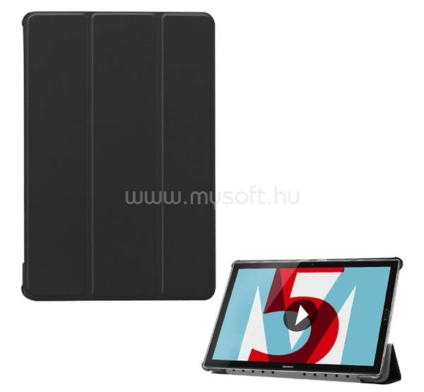 GIGAPACK Huawei MediaPad M5 10.8 WIFI / MediaPad M5 10.8 LTE GIGAPACK Tok álló, bőr hatású FLIP, asztali tartó, FEKETE