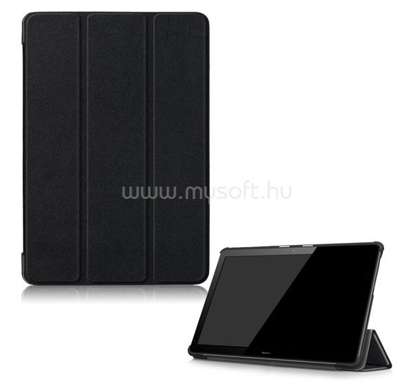GIGAPACK Huawei Mediapad T5 10 WIFI / Mediapad T5 10 LTE GIGAPACK Tok álló, bőr hatású FLIP, asztali tartó, FEKETE