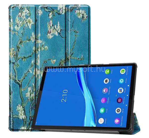 GIGAPACK Lenovo Tab M10 FHD Plus / Tab M10 Plus GIGAPACK Tok álló, bőr hatású FLIP, virág, VILÁGOSKÉK