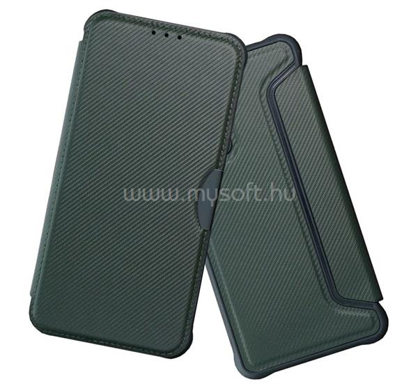 GIGAPACK Samsung A18 5G / A18 4G / A17 4G GIGAPACK Tok álló, bőr hatású FLIP, karbon minta, SÖTÉTZÖLD