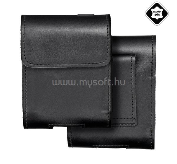 GIGAPACK Samsung Z Flip5 5G / Z Flip4 5G / Huawei P50 Pocket GIGAPACK Tok fekvő, valódi bőr övre fűzhető, mágneses, FEKETE