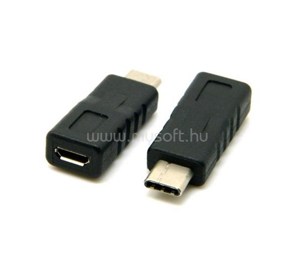 GIGAPACK GIGAPACK Töltő adapter microUSB aljzat - Type-C FEKETE