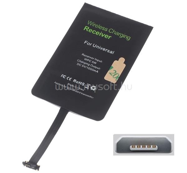 GIGAPACK GIGAPACK Wireless töltő adapter fogadóegység, felső microUSB töltőcsatlakozó, FEKETE