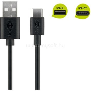 GOOBAY USB Type-C USB adat- és gyorstöltő kábel, 2m, fekete 59122