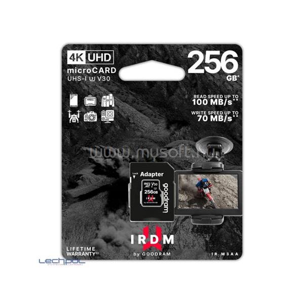 GOODRAM Memóriakártya SDXC 256GB UHS-I U3 V30 + adapter