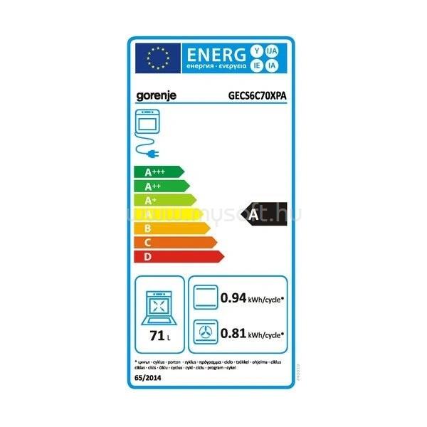 GORENJE GECS6C70XPA inox-fekete, szabdonálló, kerámialapos, főzőzóna:4, sütőtér:71L, tűzhely