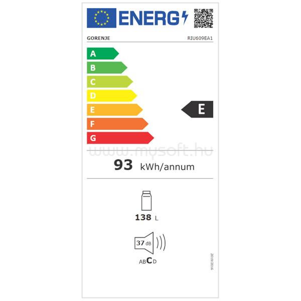 GORENJE RIU609EA1 fehér, beépíthető, egyajtós, hűtő:138L, mini hűtőszekrény