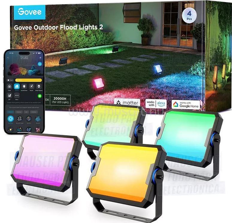 GOVEE kültéri FLood Lights Wi-Fi+BLE+RGBICWW 4 db-os