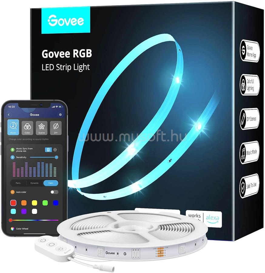 GOVEE RGB LED szalagfény - 5M Hang + Wifi + Bluetooth kapcsolat