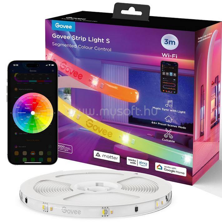 GOVEE RGBIC Wi-Fi + Bluetooth LED szalagfények védőbevonattal (3M)