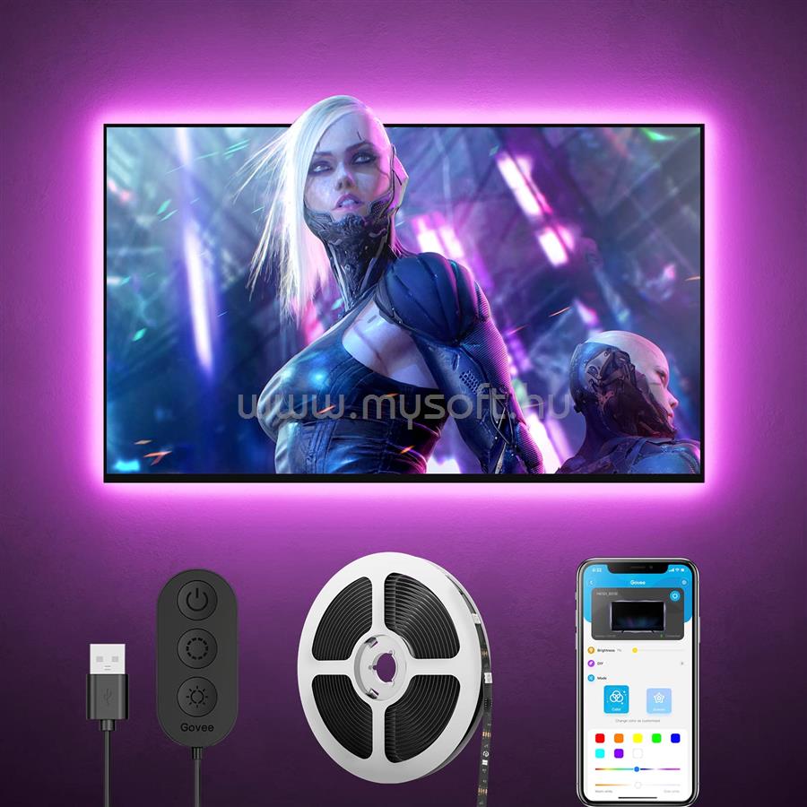 GOVEE TV SMART LED háttérvilágítás 46-60 hüvelykes TV-khez App +Wifi +Bluetooth vezérléssel
