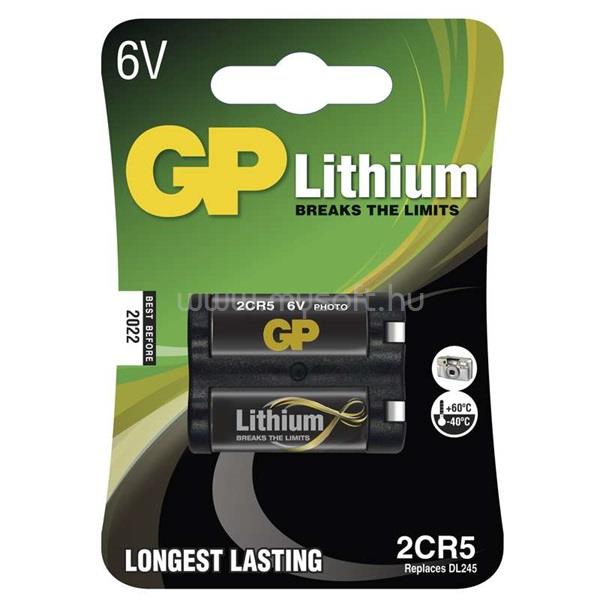 GP BATTERIES GP 2CR5 Lithium 6V 2db/bliszter fotó elem