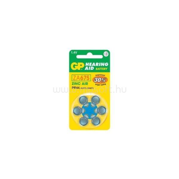 GP BATTERIES GP Hearing Aid ZA675 (7003ZD, PR44) Cink-levegő hallókészülék elem 6db/bliszter