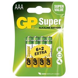 GP BATTERIES Super AAA LR03 6db+2db/blister alkáli micro ceruza elem B13118 small