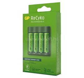 GP BATTERIES RECYKO akkutöltő LED jelzés, 4xAA/AAA elem kompatibilis + 4db 2100mAh AAA elem, SÖTÉTZÖLD B421 small