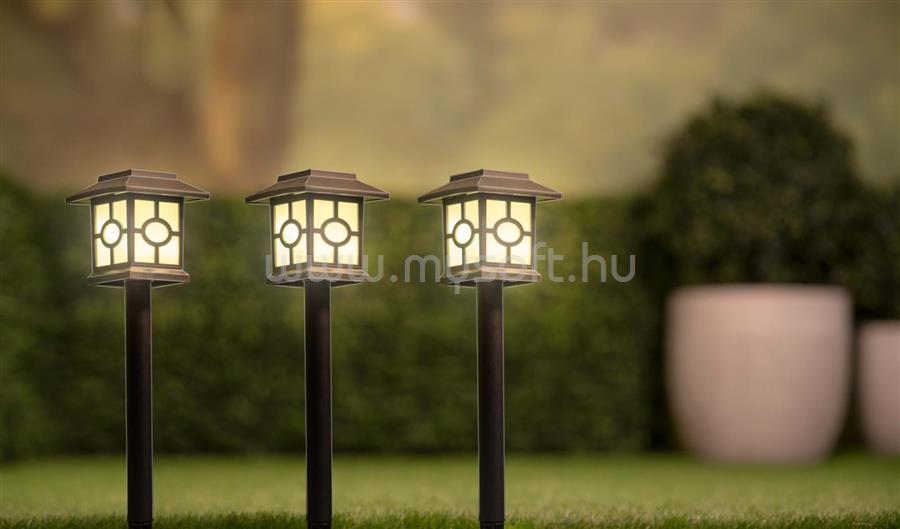 GRUNDIG SOLAR kerti lámpa leszúrható 3db LED 8,5x8,5x37cm