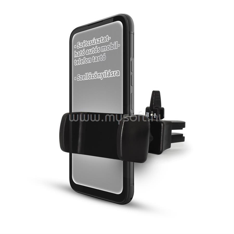 HADRON autós mobiltelefon tartó, 3,5-7-es készülékekhez, szellőzőnyílásba (fekete)