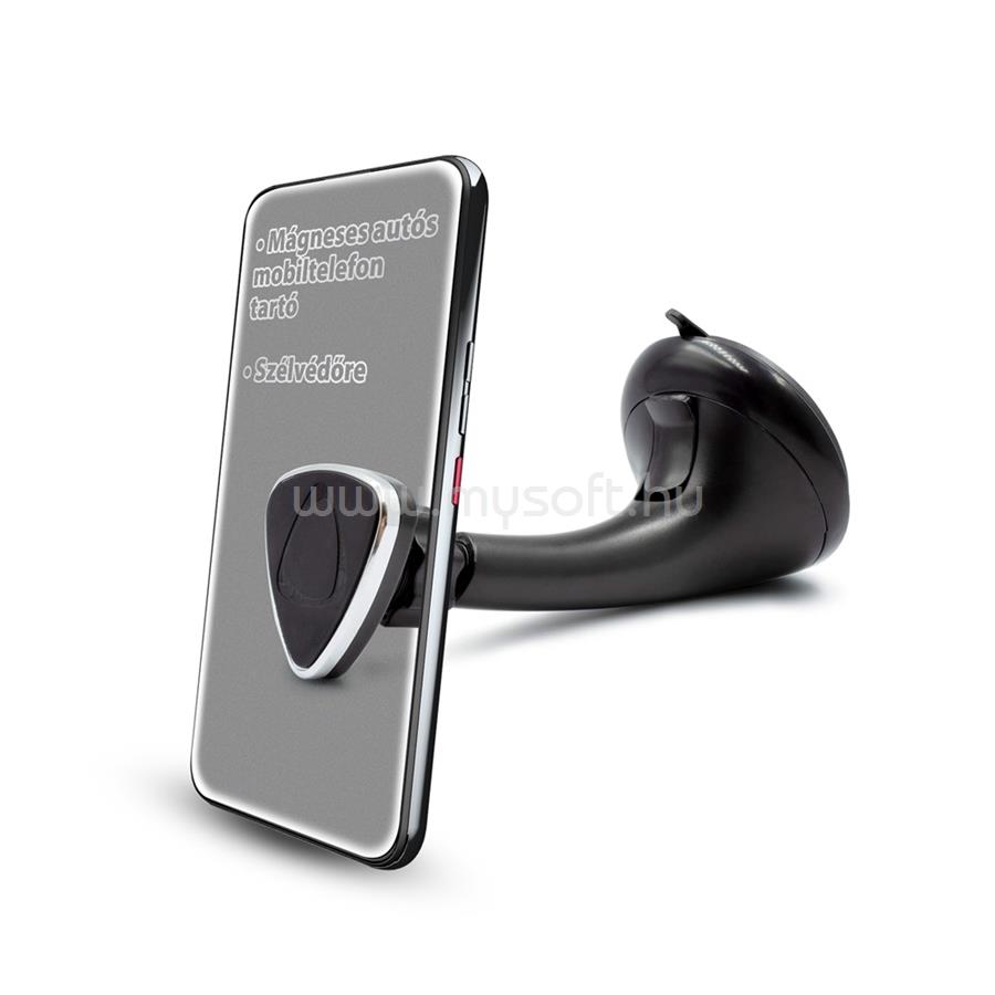 HADRON mágneses autós mobiltelefon tartó, szélvédőre (fekete-ezüst)