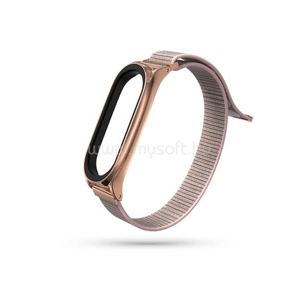 HAFFNER FN0213 Xiaomi Mi Smart Band 5/Band 6 Nylon rose gold rozsdamentes acél szíj
