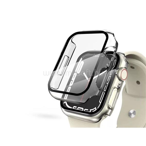 HAFFNER FN0287 Defense 360 Apple Watch 7 (41mm) átlátszó védőtok edzett üveggel