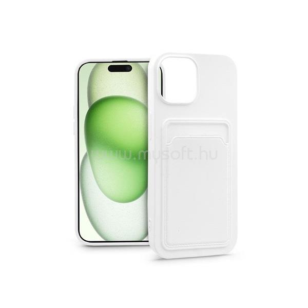 HAFFNER PT-6843 Apple iPhone 15 Plus Card Case fehér szilikon hátlap kártyatartóval