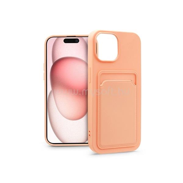 HAFFNER PT-6852 Apple iPhone 15 Card Case pink szilikon hátlap kártyatartóval