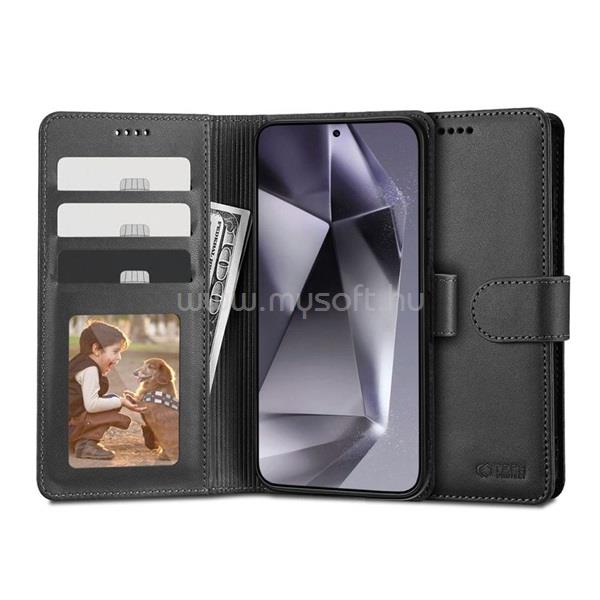 HAFFNER Tech-Protect TP690541 Samsung Galaxy S24 Wallet flipes fekete bőrtok
