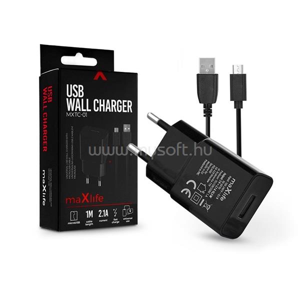 HAFFNER TF-0125 2,1A microUSB fekete hálózati töltő