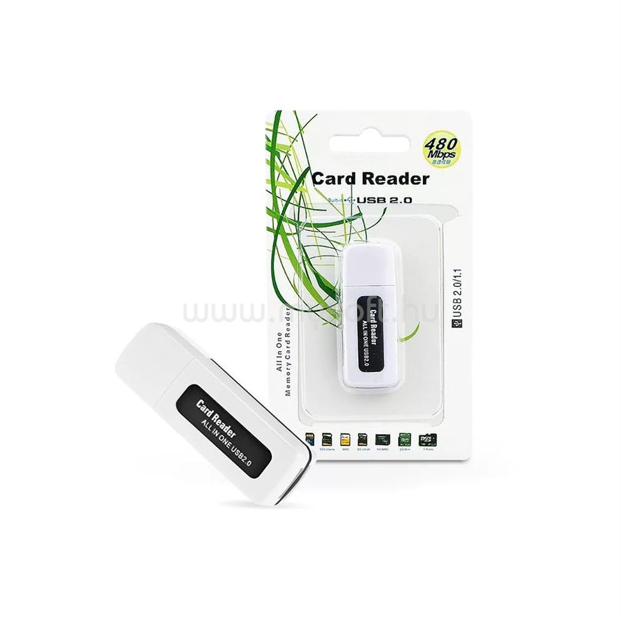 HAFFNER USB MEMÓRIAKÁRTYA-OLVASÓ USB 2.0, 480 Mb/s (FEKETE/FEHÉR)