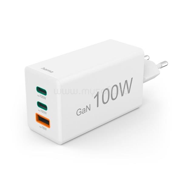 HAMA 00201997 100W GAN PD QC USB/USB-C hálózati töltő (fehér)